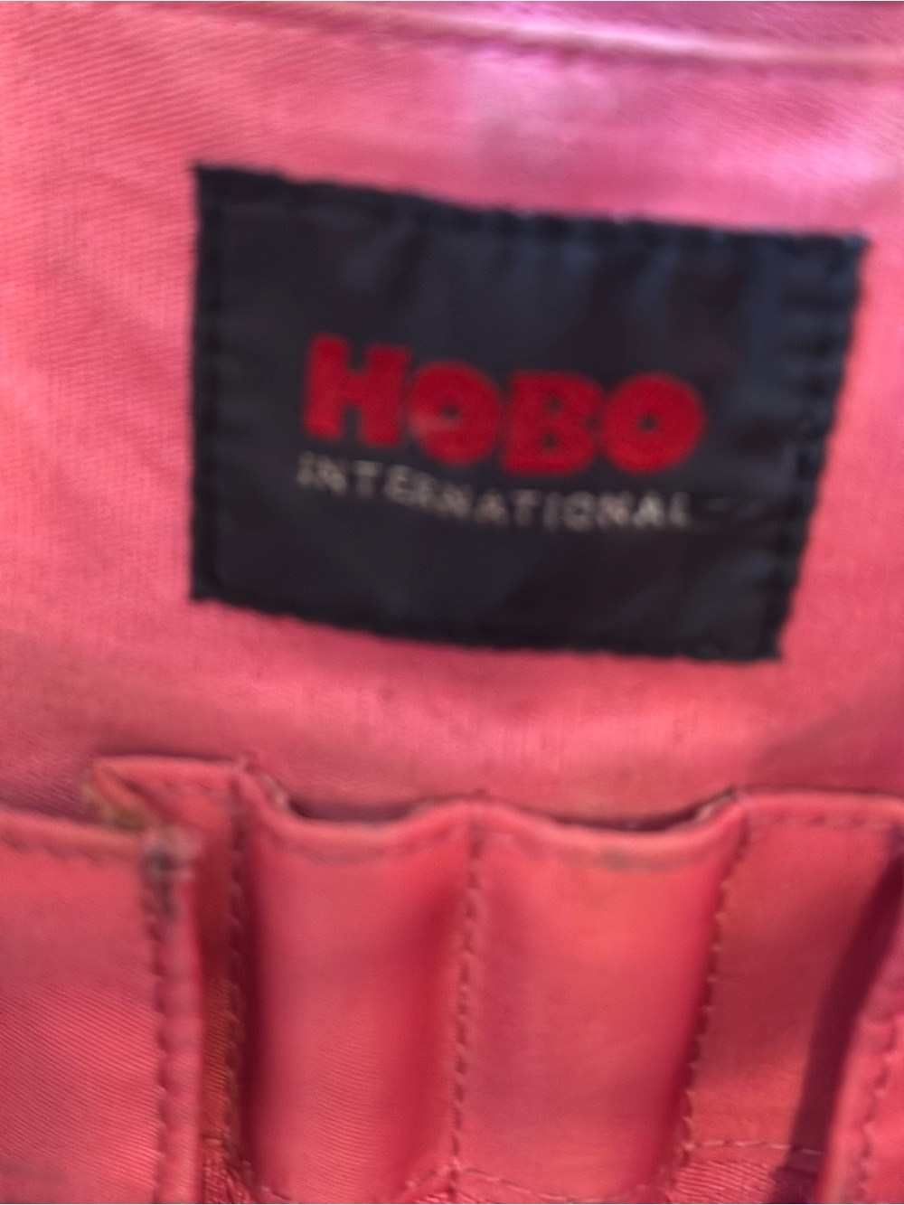 Hobo vintage classic Black Leather Tote Bag with red lining and pockets - Picture 5 of 9
